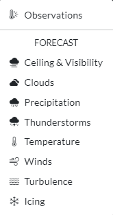 Weather dropdown